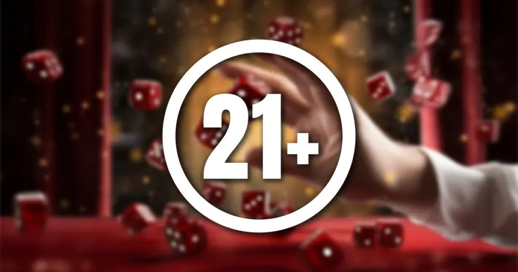 image avec une main qui jete des dès et le logo 21+