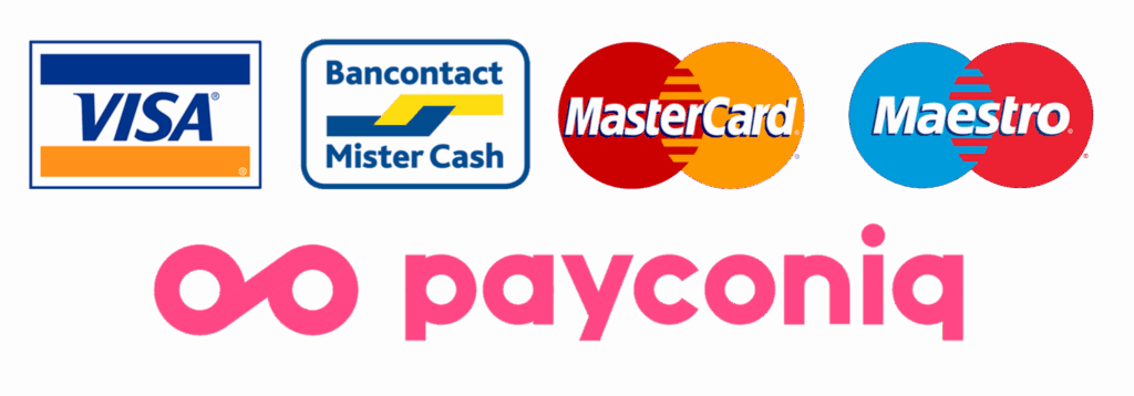 image de plusieurs modes de paiements : payconiq, mastercard, maestro, mister cash, Visa