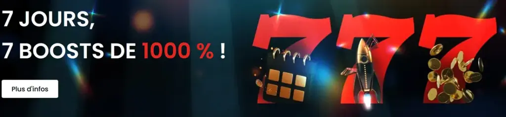 Casino777 bannière promotion boosts