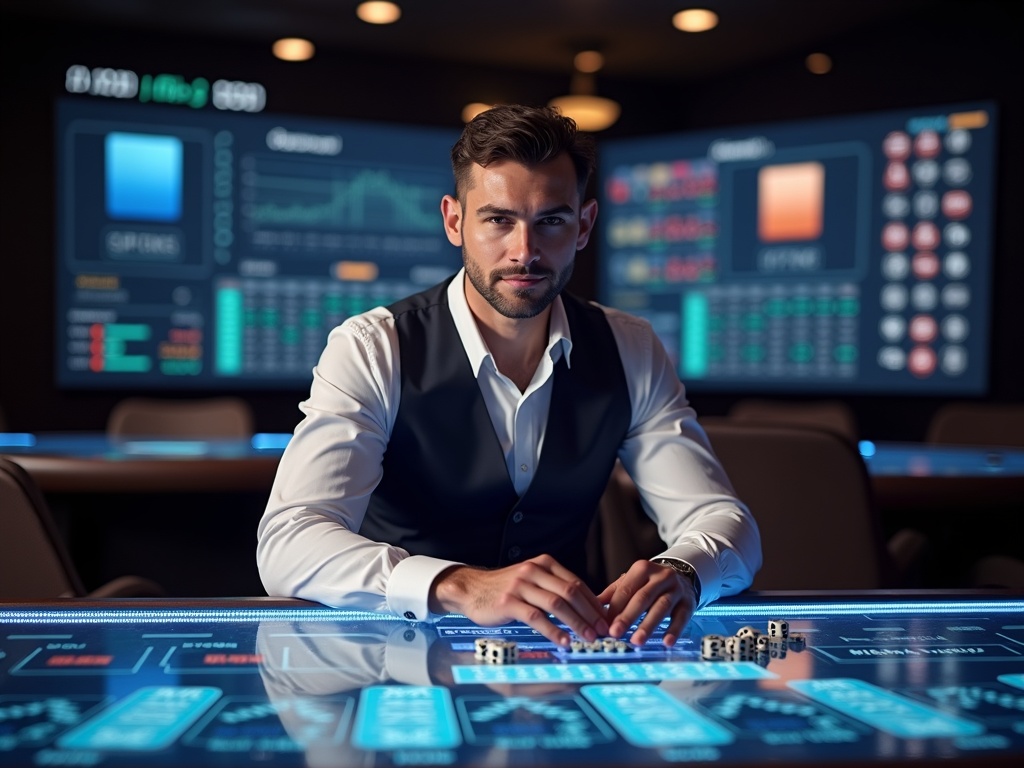 Des joueurs concentrés autour d'une table en train de lancer des dés dans un casino belge.